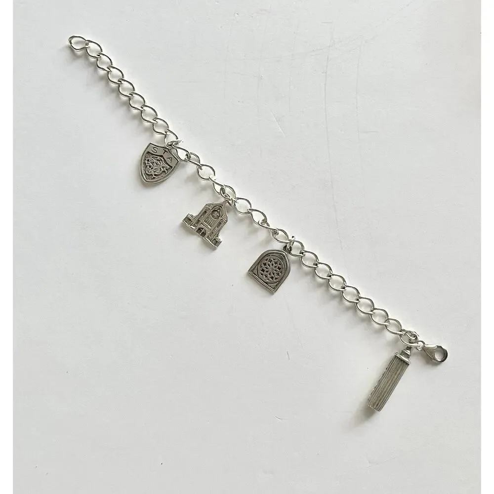1960s 925 Sterling St. Thomas Aquinas Catholic School Dallas TX 4-Charm Bracelet - Picture 3 of 12